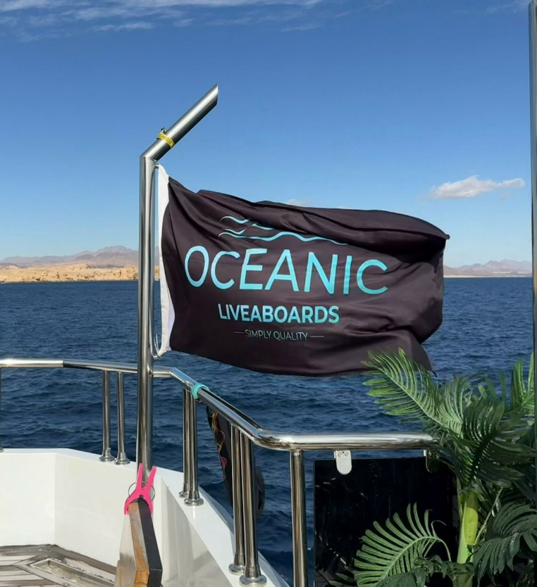 Oceanic Liveboards Flagge auf dem Schiff